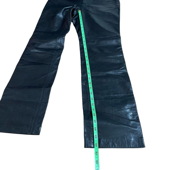 Vintage The Gap Genuine Leather Riding Pants Y2K Bootcut Black Womens Sz 4 - Picture 4 of 7